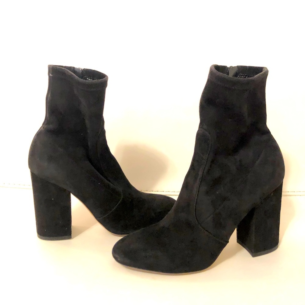 Valentino black suede stretchy zip up booties size 36.5